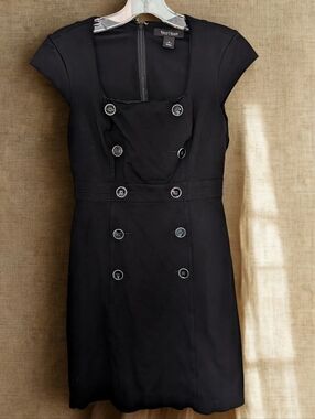 White House|Black Market Black Double-Breasted Cap Sleeve Sheath Dress